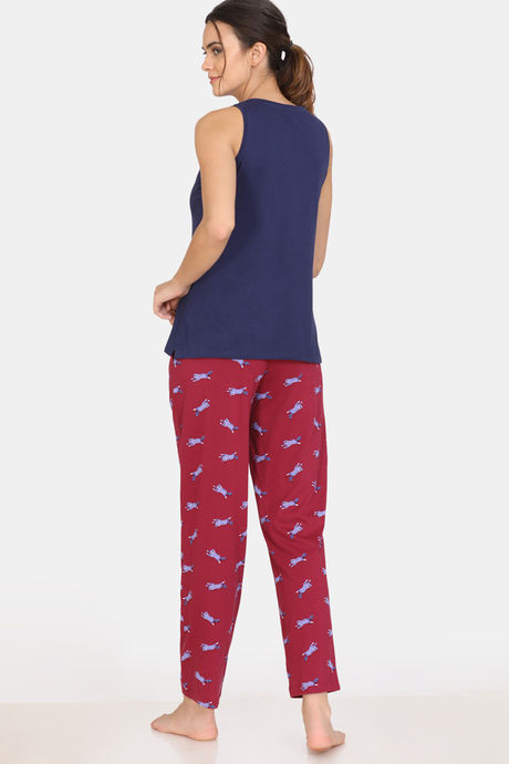 Zivame My Besties Cotton Pyjama Set - Beet Red — image 3